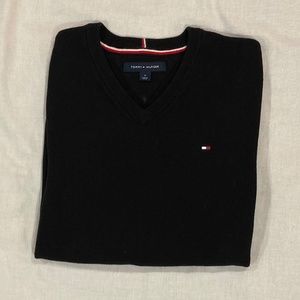 Tommy Hilfiger Black V-Neck Sweater, Men's Medium